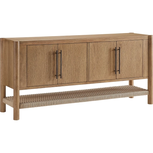 Taschen 4 Door Sideboard Cabinet in Weathered Oak Natural Finish & Rope