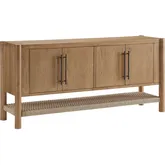 Taschen 4 Door Sideboard Cabinet in Weathered Oak Natural Finish & Rope