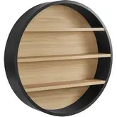 Romy 47" Round Wall Shelf in Black & Natural Wood