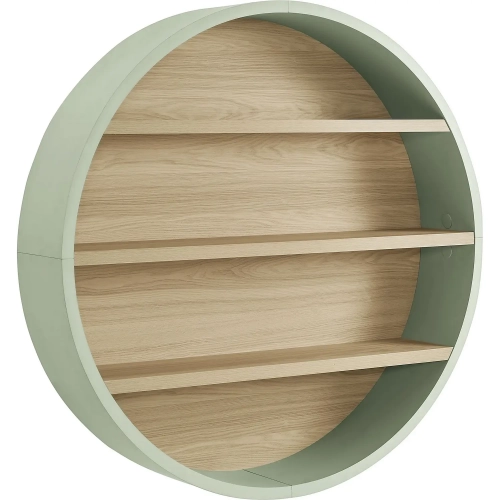 Romy 47" Round Wall Shelf in Sage Green & Natural Wood
