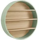 Romy 47" Round Wall Shelf in Sage Green & Natural Wood