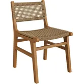 Rowe Outdoor Dining Chair in Teak Wood & Faux Rattan