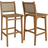 Rowe Outdoor Bar Chair in Teak Wood & Faux Rattan (Set of 2)