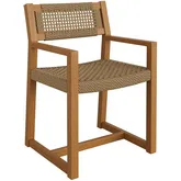 Reed Outdoor Dining Chair in Teak Wood & Faux Rattan