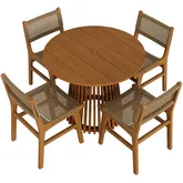 Rowe 5 Piece Outdoor Dining Set in Teak Wood & Faux Rattan