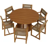 Reed 7 Piece Outdoor Dining Set in Teak Wood & Faux Rattan