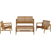 Hayden 4 Piece Outdoor Loveseat Set in Teak Wood