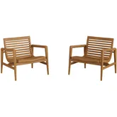 Hayden Outdoor Accent Arm Chairs in Teak Wood (Set of 2)