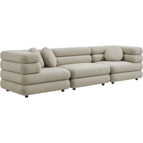 Jubilee 3 Piece Modular Sectional Sofa in Linen Brown Fabric