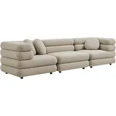 Jubilee 3 Piece Modular Sectional Sofa in Linen Brown Fabric