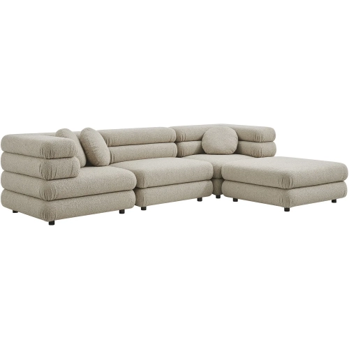 Jubilee 4 Piece Modular Sectional Sofa in Linen Brown Fabric