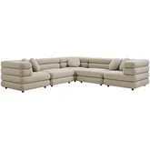 Jubilee 5 Piece Modular L Shape Sectional Sofa in Linen Brown Fabric