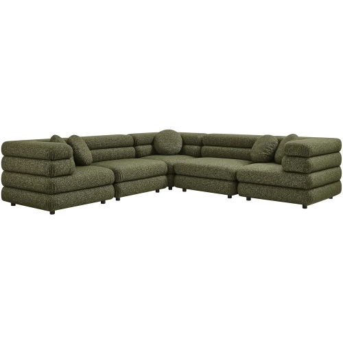 Jubilee 5 Piece Modular L Shape Sectional Sofa in Olive Green Fabric