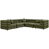 Jubilee 5 Piece Modular L Shape Sectional Sofa in Olive Green Fabric
