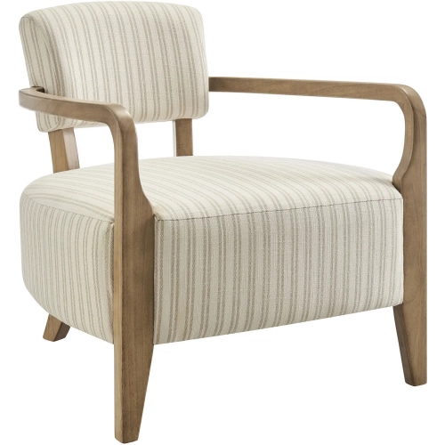Zinnia Accent Chair in Oatmeal Stripe Brown Striped Fabric & Wood