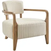 Zinnia Accent Chair in Oatmeal Stripe Brown Striped Fabric & Wood