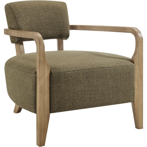 Zinnia Accent Chair in Olive Green Linen Blend Fabric & Wood
