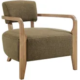 Zinnia Accent Chair in Olive Green Linen Blend Fabric & Wood