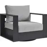 Tahoe Outdoor Swivel Accent Arm Chair in Gray Aluminum & Gray Fabric