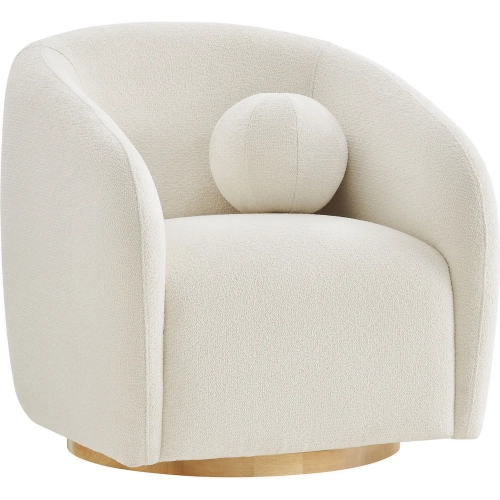 Holland Swivel Accent Arm Chair in Cream White Chenille Fabric