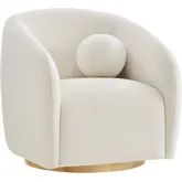 Holland Swivel Accent Arm Chair in Cream White Chenille Fabric