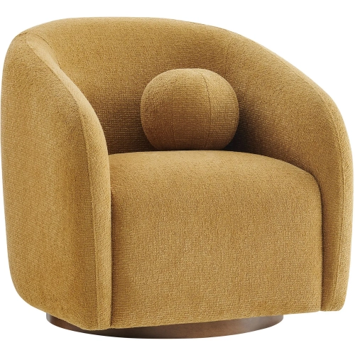 Holland Swivel Accent Arm Chair in Mustard Yellow Chenille Fabric