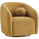 Holland Swivel Accent Arm Chair in Mustard Yellow Chenille Fabric