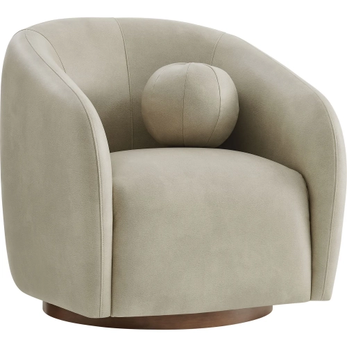 Holland Swivel Accent Arm Chair in Mineral Gray Vegan Leather