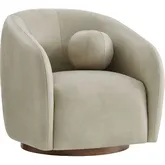 Holland Swivel Accent Arm Chair in Mineral Gray Vegan Leather