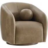 Holland Swivel Accent Arm Chair in Mushroom Brown Vegan Leather