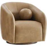 Holland Swivel Accent Arm Chair in Toast Brown Vegan Leather