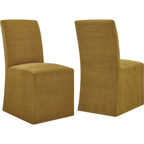 Aster Slipcovered Dining Chair in Copper Yellow Slub Weave Fabric (Set of 2)