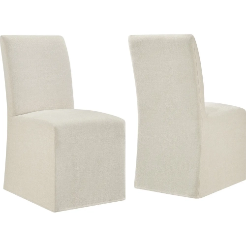 Aster Slipcovered Dining Chair in Ecru White Slub Weave Fabric (Set of 2)