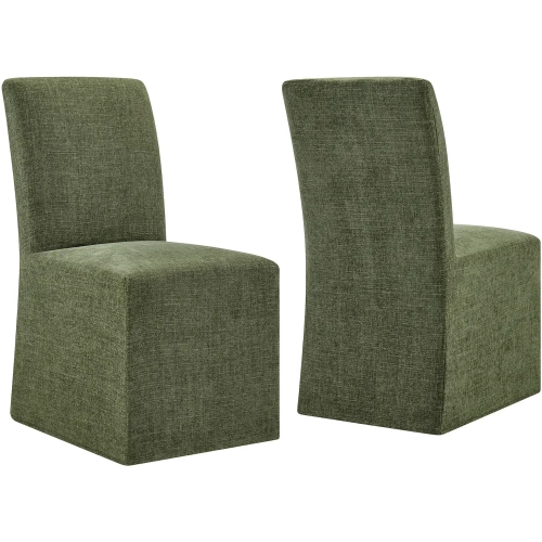 Aster Slipcovered Dining Chair in Foliage Green Slub Weave Fabric (Set of 2)