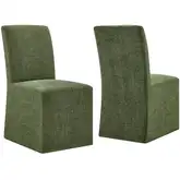 Aster Slipcovered Dining Chair in Foliage Green Slub Weave Fabric (Set of 2)