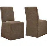 Aster Slipcovered Dining Chair in Mocha Brown Slub Weave Fabric (Set of 2)