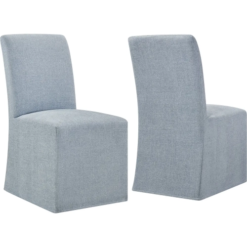 Aster Slipcovered Dining Chair in Sky Blue Slub Weave Fabric (Set of 2)