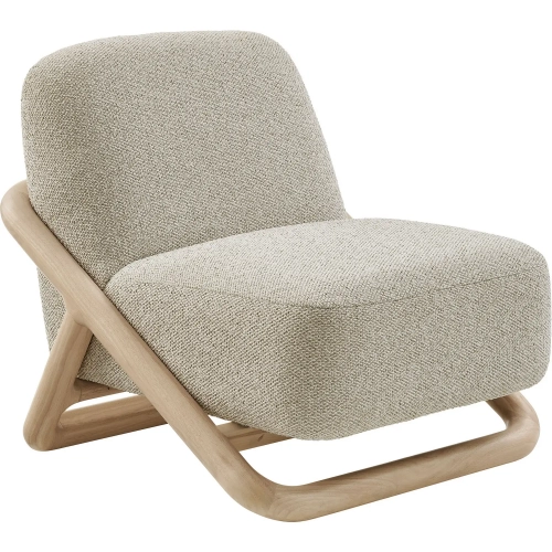 Vander Accent Chair in Oak Finish Wood & Marble Oatmeal Textured Fabric