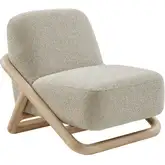 Vander Accent Chair in Oak Finish Wood & Marble Oatmeal Textured Fabric