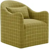 Bardot Slipcovered Accent Chair in Artichoke Yellow Check Linen Blend Fabric