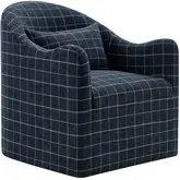 Bardot Slipcovered Accent Chair in Denim Gray Check Linen Blend Fabric
