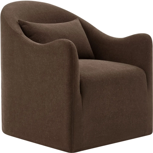 Bardot Slipcovered Accent Chair in Cocoa Brown Linen Blend Fabric