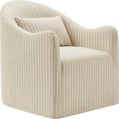 Bardot Slipcovered Accent Chair in Oatmeal Stripe Linen Blend Fabric