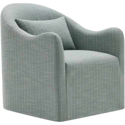 Bardot Slipcovered Accent Chair in Spa Blue Stripe Linen Blend Fabric