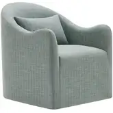 Bardot Slipcovered Accent Chair in Spa Blue Stripe Linen Blend Fabric