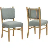 Mauden Dining Chair in Wood & Blue Stripe Fabric (Set of 2)