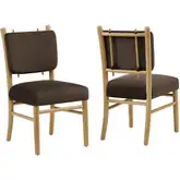 Mauden Dining Chair in Wood & Chocolate Brown Performance Velvet (Set of 2)