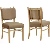 Mauden Dining Chair in Wood & Taupe Brown Performance Velvet (Set of 2)