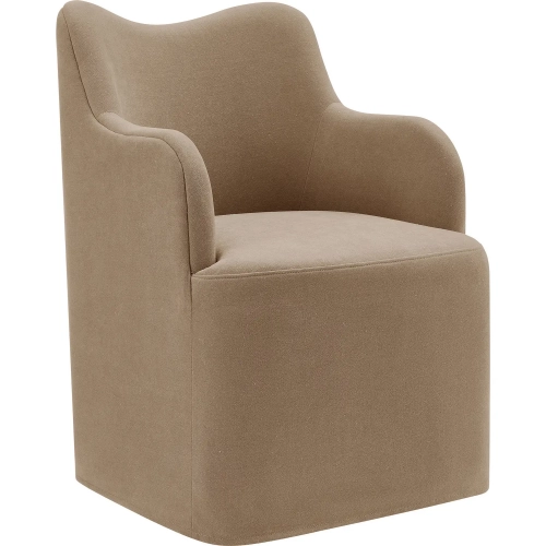 Cordelle Swivel Dining Chair in Almond Brown Linen Blend Fabric