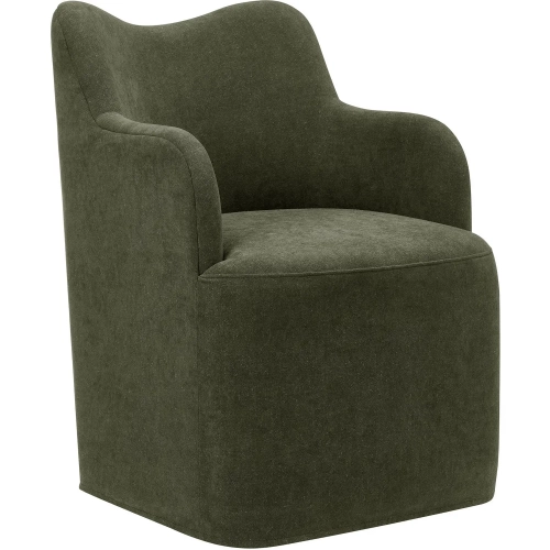 Cordelle Swivel Dining Chair in Sage Green Linen Blend Fabric